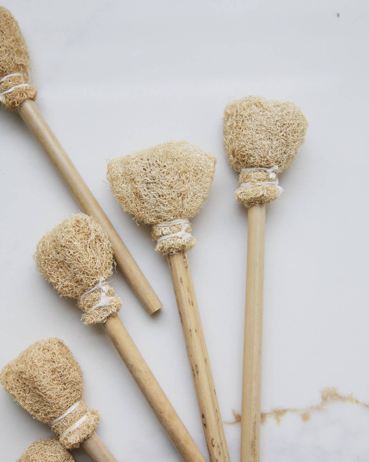 Natural loofah cup brush