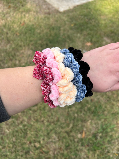 Velvet Retro Crochet Scrunchies
